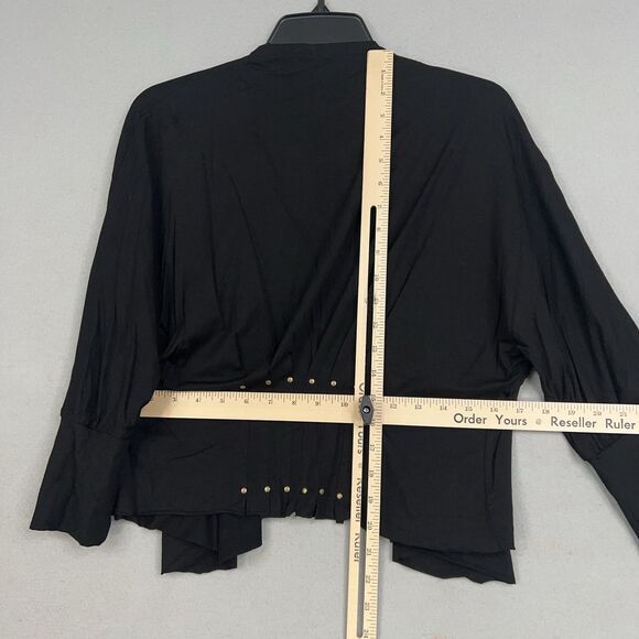 Testimony Los Angeles Cardigan Womens Small Black Drape Open Studded Jacket Y2K - Picture 9 of 12